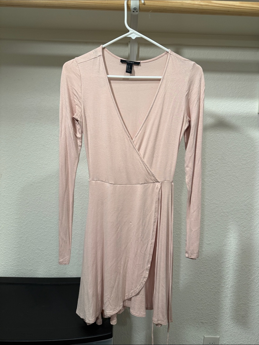 Forever 21 Blush Pink Wrap Long Sleeve Dress